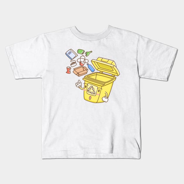 Recyclable Waste Kids T-Shirt by EasyHandDrawn